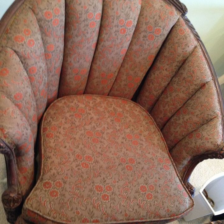 how to upholster a channel back chair, painted furniture, reupholster, Chair before being recovered