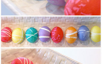 Utiliza gomas elásticas para decorar huevos de Pascua