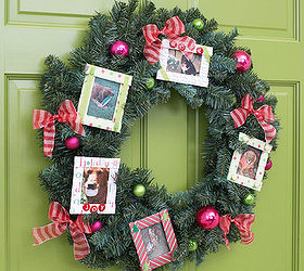 unique amp budget friendly holiday wreaths using simple crafts, crafts, doors, electrical, seasonal holiday decor, wreaths, Holiday Photo Wreath for Front Door