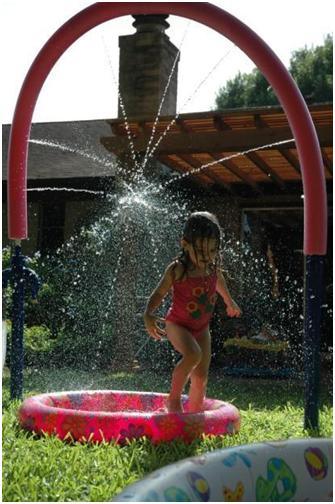 backyard retreats, Make a splash Connecting water hose to Noodles and pools adds hours of fun