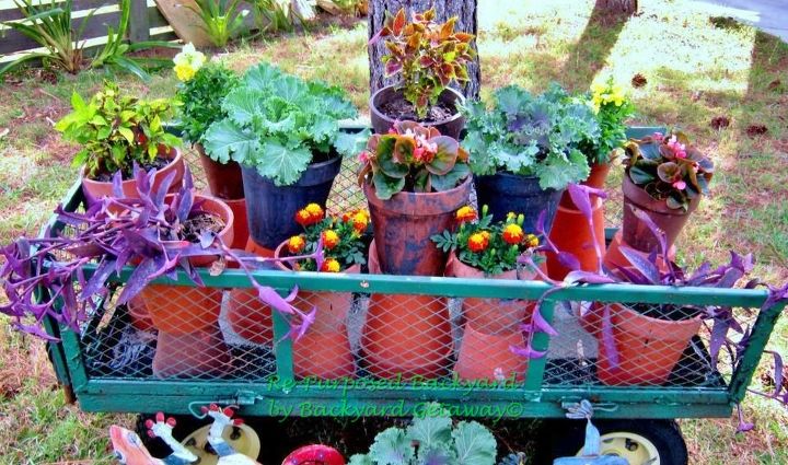 re purposed backyard, gardening, repurposing upcycling, Old garden cart planter
