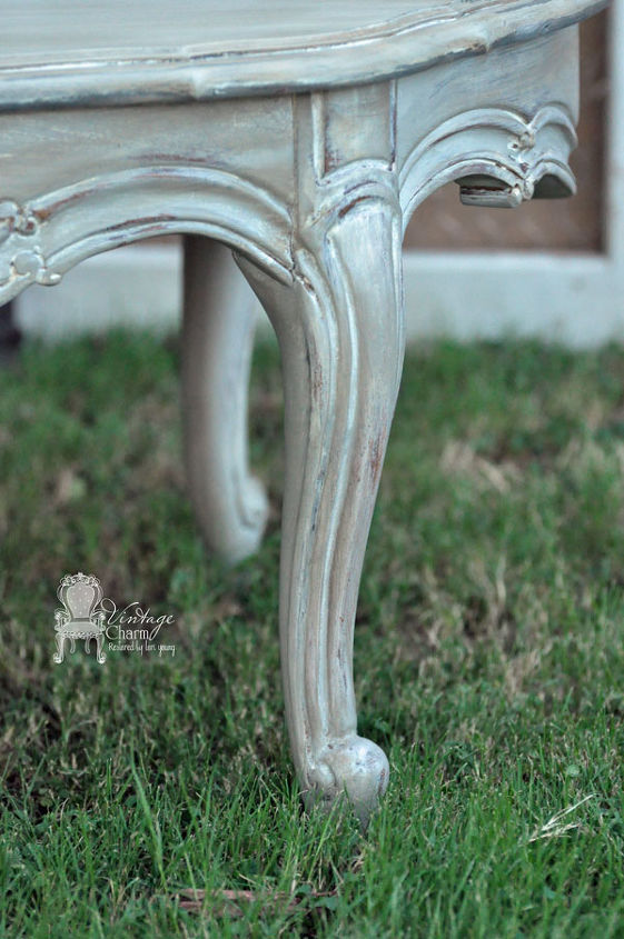 painted french accent tables, home decor, painted furniture, shabby chic, Weathered layers of grays to create this aged beautiful shabby chic look