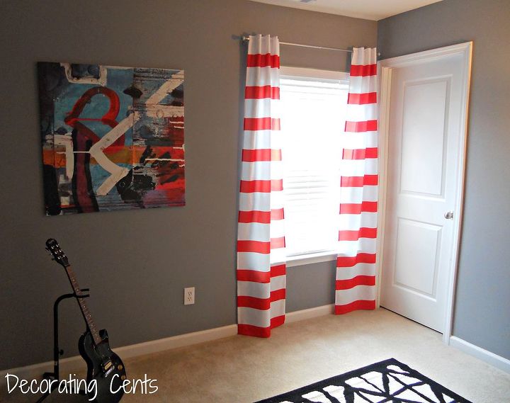 striped curtains from shower curtains, home decor, reupholster, window treatments, windows