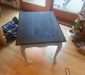 2 toned coffee table and end table, painted furniture, stained the top kona stain