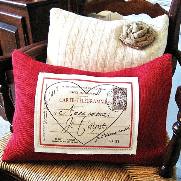pottery barn inspired french valentine pillow with free graphic, crafts, seasonal holiday decor, valentines day ideas