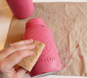 chalk painted pink and gold mason jars almost a craft fail, chalk paint, crafts, mason jars, painting