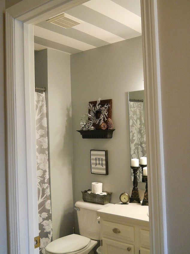homey home design best projects of 2012, cleaning tips, home decor, Bathroom redo with a striped ceiling