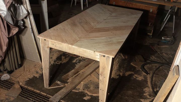 salvaged hardwood table, painted furniture, repurposing upcycling