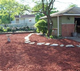 transforming my backyard into a secret garden part 2, flowers, gardening, landscape, perennial, raised garden beds, Created the first pathway