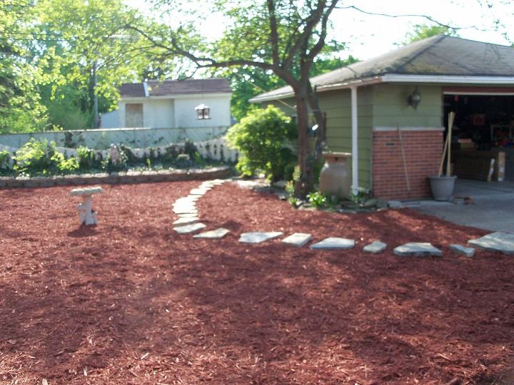 transforming my backyard into a secret garden part 2, flowers, gardening, landscape, perennial, raised garden beds, Created the first pathway