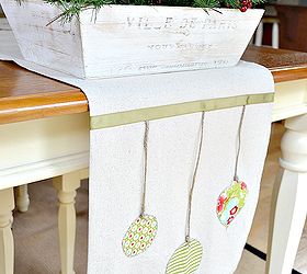 how to make a knock off of ballard designs hanging ornament table runner, christmas decorations, crafts, seasonal holiday decor