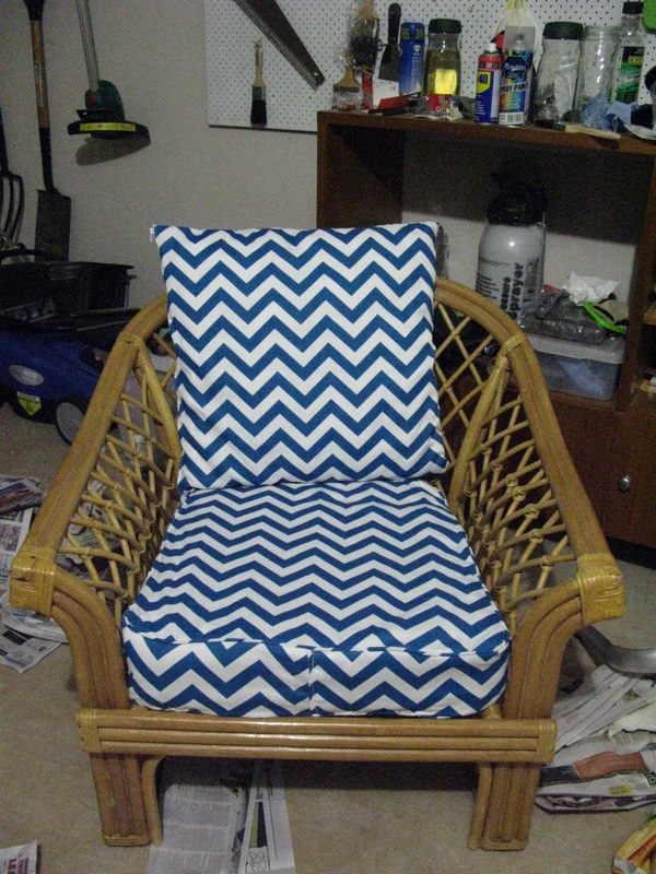 salvation army cane chairs makeover, painted furniture, I made new cushion covers getting there