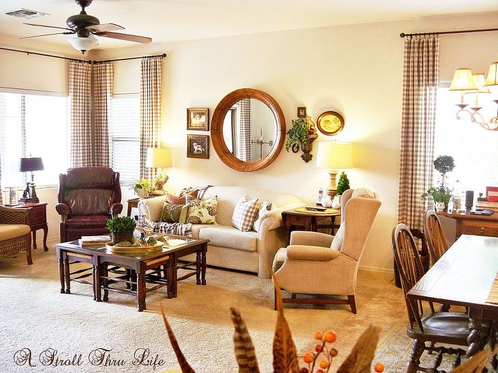 country french checks family room done, home decor, living room ideas