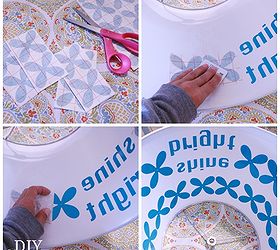 fun lamp shade makeover, crafts, painted furniture, Add a vinyl decal mirror image to the inside of the lampshade