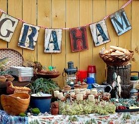 backyard retreats, Lets not forget the food to our Backyard Escapes Set up a mini food and beverage bar of all those favorite backyard foods Make it more fun by being creative using a theme such as this one