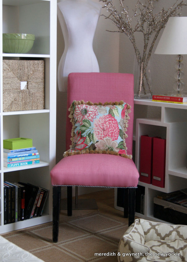 diy slipper chair reupholstery, painted furniture, reupholster, Finished DIY Reupholstered Slipper Chair