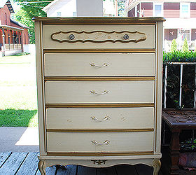 mint gold french provincial dresser, painted furniture