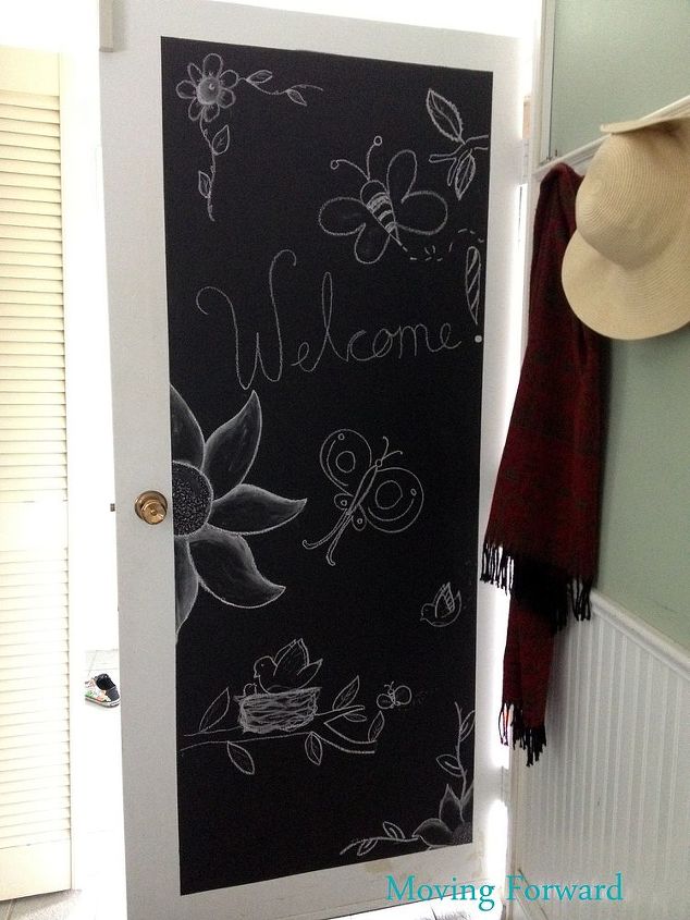 chalkboard door, chalkboard paint, doors, painting, Two coats of chalkboard paint and let the kids have fun
