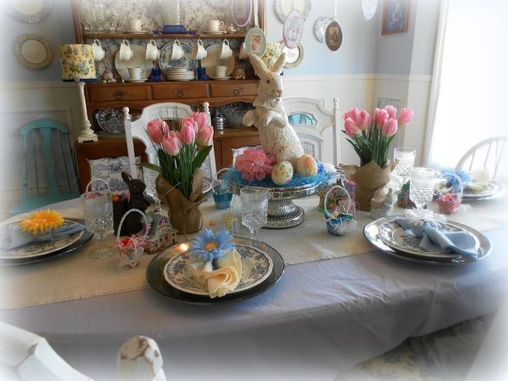 spring and easter dining room decor, dining room ideas, easter decorations, seasonal holiday decor, A Pretty Easter Tablescape Blogged about at