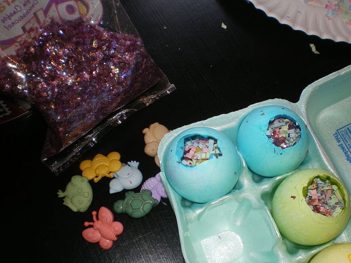 confetti filled real easter eggs, crafts, decoupage, easter decorations, seasonal holiday decor, I found a bag of buttons at Hobby Lobby a while back They were little birds turtles chicks bees etc Perfect for Easter