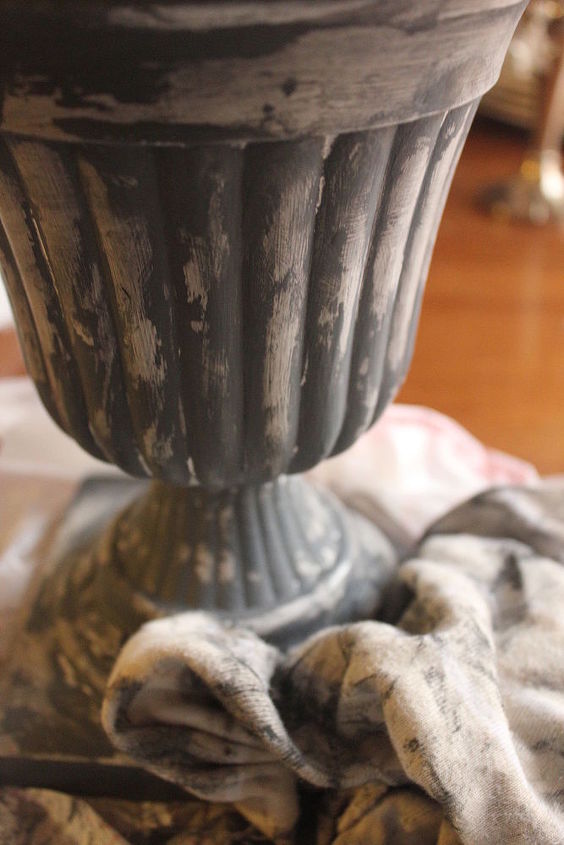 how to age a plastic thrift store urn easy thrifty, crafts, repurposing upcycling, Paint the gray on Once again no right or wrong way