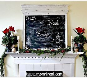 christmas mantel turn a mirror into a chalkboard for a one of a kind display, chalk paint, chalkboard paint, christmas decorations, crafts, seasonal holiday decor, Christmas Mantel 2012