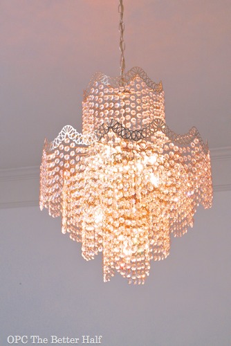 elelant and easy chandy, crafts, lighting, Here is the extra fancy crystal chandelier that hung in my cousin s new home She hated it I saw BIG potential