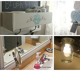 under 75 bathroom makeover, bathroom ideas, home decor, mason jars, repurposing upcycling, Under 75 bathroom makeover that includes buying new towels shower curtain and bath mat