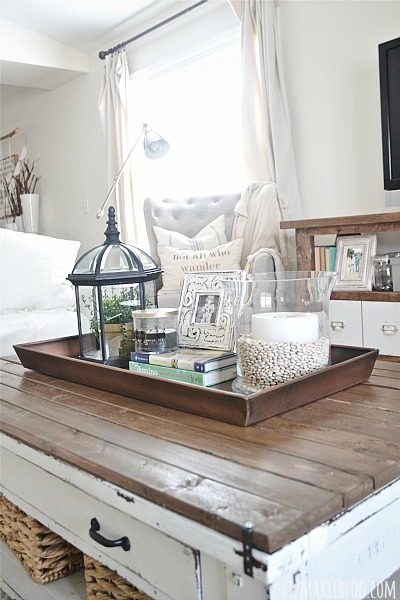 diy boot tray coffee table organizer, home decor, living room ideas