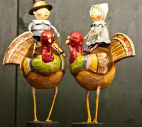 thanksgiving decor using a cast of characters part four, crafts, seasonal holiday decor, thanksgiving decorations, Pilgrim Fraternal Twins Turkey Back Riding View One