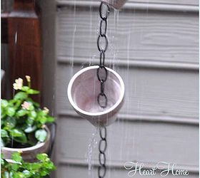 diy rain chain, flowers, gardening, outdoor living, I attached mine so we can see it from inside the house and from the screen porch While it adds visual interest when the weather is dry it really shows off during a shower