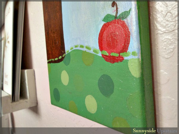 canvas growth chart, crafts, painting, Dots dashes and bulls eye fruit