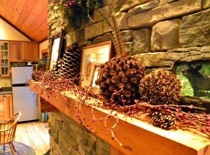 cozy cabin in the woods retreat and fallingwater, home decor, The amazing stone fireplace and mantel