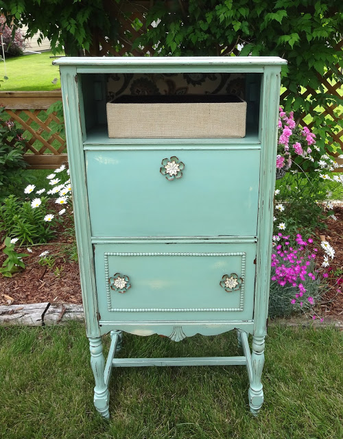 vintage radio cabinet revamp, kitchen cabinets, painted furniture, repurposing upcycling, and here she is