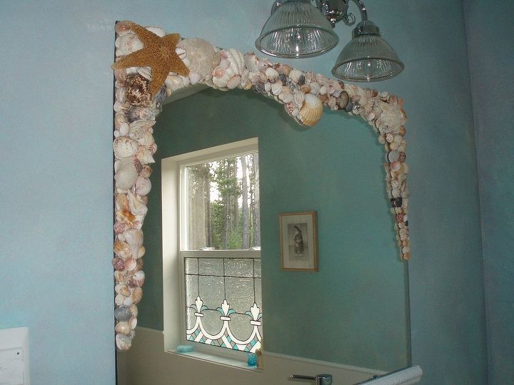 bathroom mirror redo, crafts, Installed in the bathroom