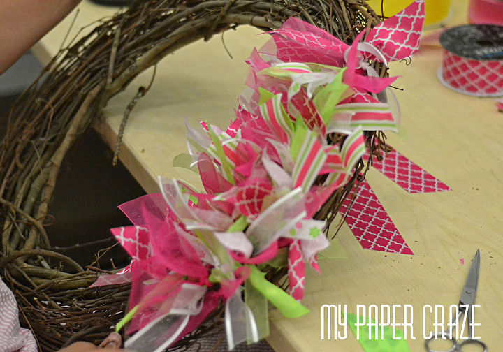 diy spring ribbon wreath, crafts, wreaths