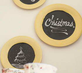 decorating with upcycled chalkboard plates, home decor, repurposing upcycling, Thrift store dishes upcycled into customizable wall decor