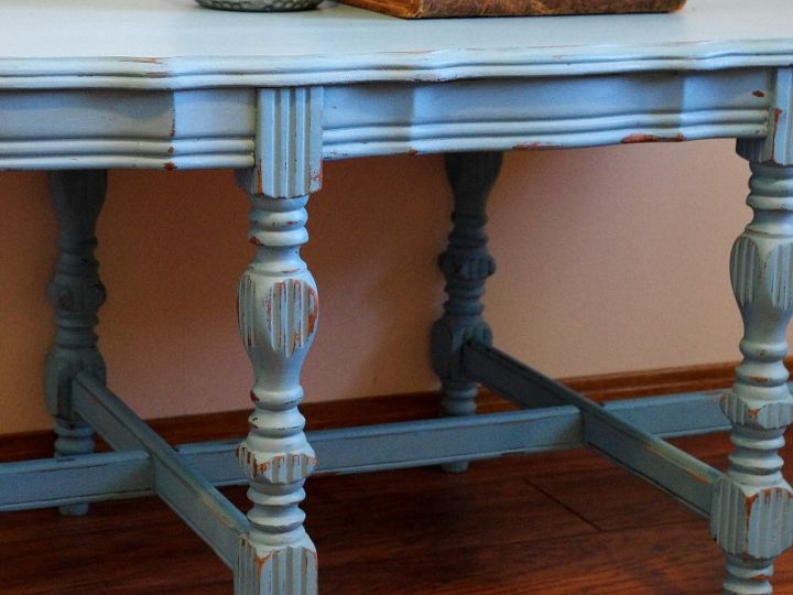turquoise distressed chalkpainted coffee table, chalk paint, painted furniture