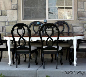 black and white country inspired dining set, chalk paint, painted furniture