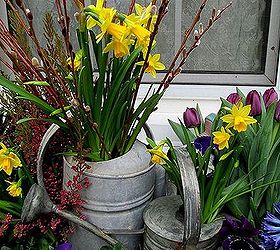 welcome spring time to change the window boxes, gardening, seasonal holiday d cor, close up of the galvanized watering can accents