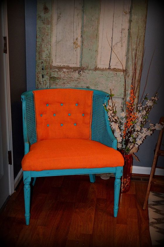 beginner reupholster vintage chair makeover, painted furniture, repurposing upcycling, Beginner reupholster chair Shabby Chalk Paint