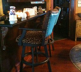 western with a twist breakfast nook bench, home decor, living room ideas, painted furniture, reupholster, I painted and upholstered the bar stools to coordinate