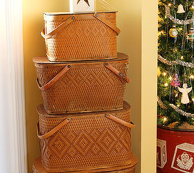 vintage redman picnic basket christmas tree, christmas decorations, seasonal holiday decor