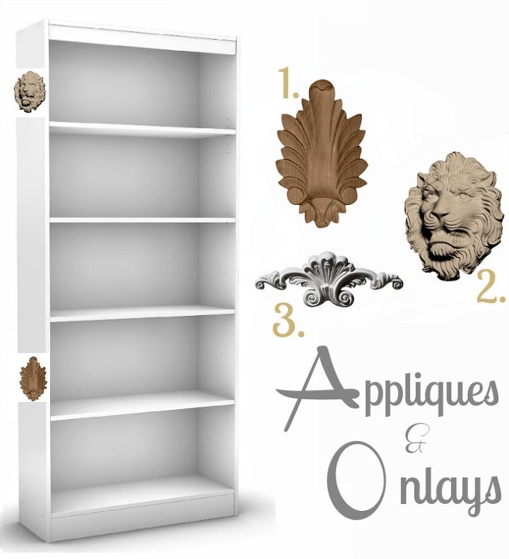 from prefab to post fab customizing prefabricated bookcases part 2, home decor, painted furniture, Decorative Appliques and Onlays