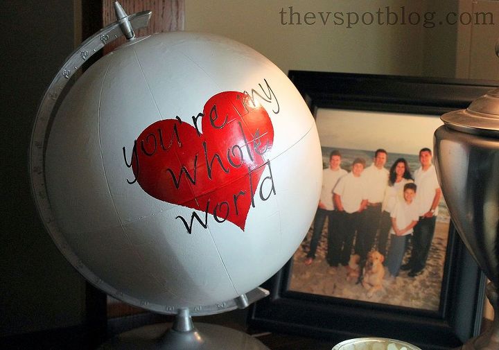 turn a globe into quick and easy valentine s day decoration, crafts, painting, seasonal holiday decor, valentines day ideas