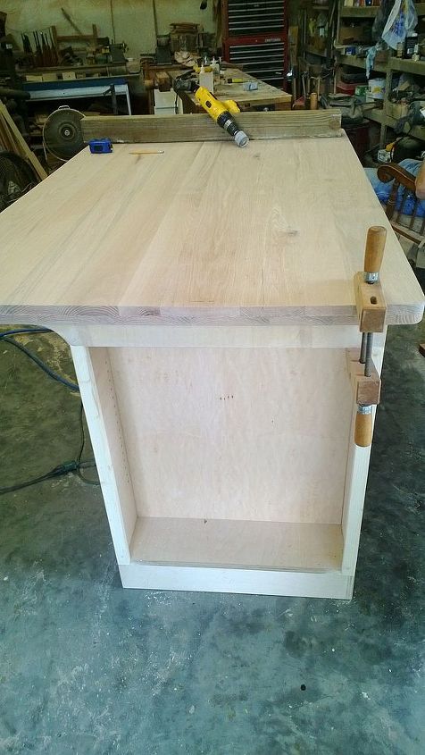 kitchen island made from 3 4 birch plywood and 1 oak board top, diy, kitchen design, kitchen island, woodworking projects, End