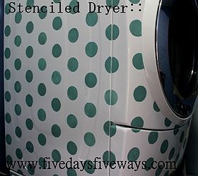 stenciling a washer dryer set with polka dots, appliances, laundry rooms, painting, finished polka dot stenciled dryer
