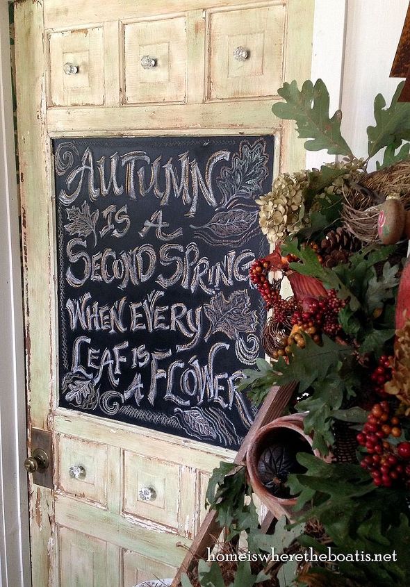 chalkboard door fall quote, repurposing upcycling, seasonal holiday d cor