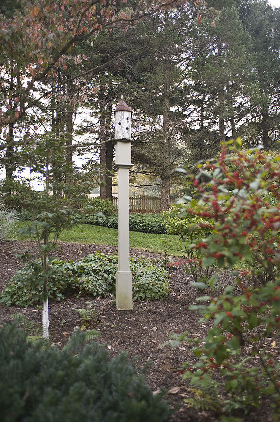 custom wooden lampposts and birdhouse posts, garages, gardening, Custom wooden post in the garden for the birdhouse