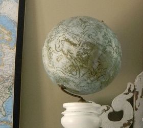great find old masonic columns, fireplaces mantels, home decor, painting, This vintage globe has some cool graphics